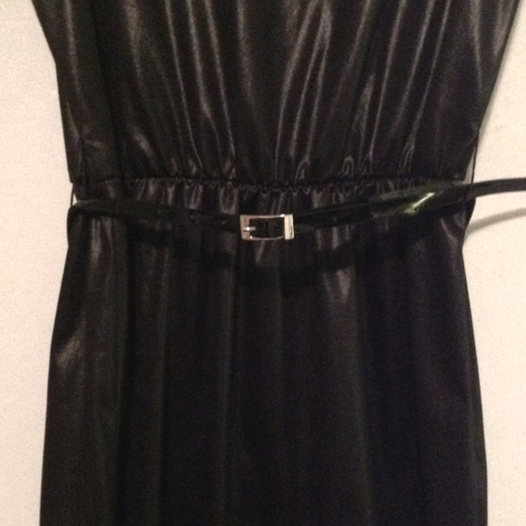 🎉H.P.🎉 BLACK LTHR LOOK DRESS - Picture 3 of 4